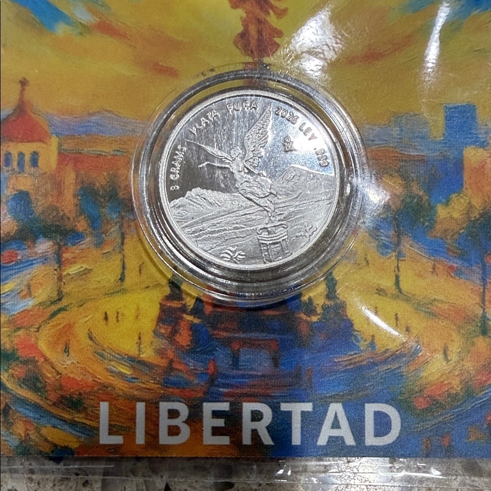 .999 Pure Fine Silver Libertad Silver Round Coin - Colorful Art Card